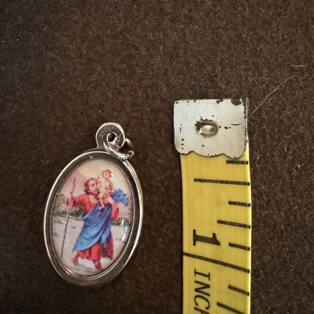 Silver Religious Pendant with Colorful Image from the holy land new